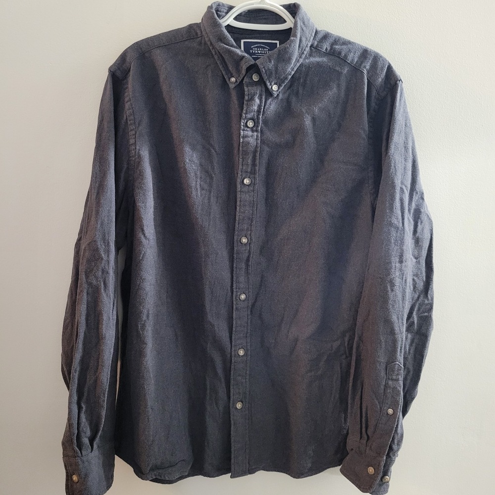 Charles Tyrwhitt Long Sleeve Button Down Slim Fit Shirt Men's Size Large Gray